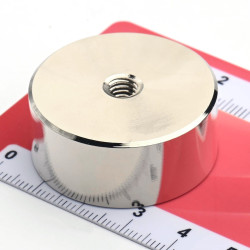 Magnet, diameter 35 mm, M6 innvendig gjenge, høyde 15 mm, neodymium