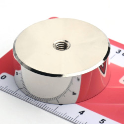Mıknatıs, çap 40 mm, M6 iç dişli, yükseklik 15 mm, neodimyum