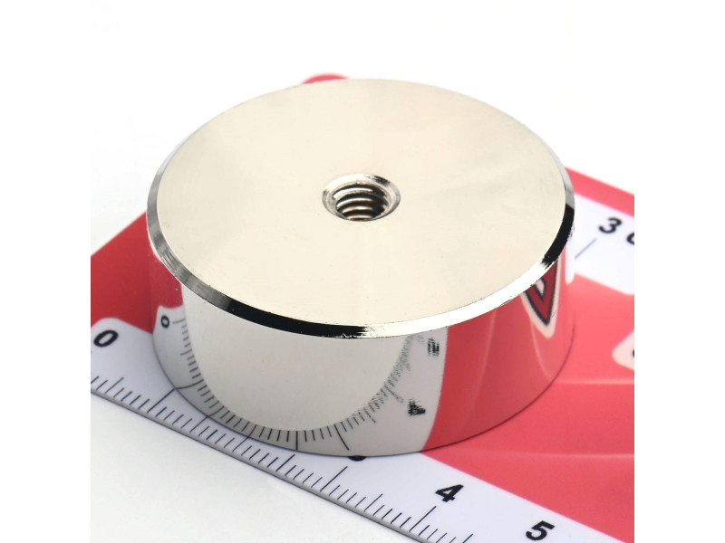 Mıknatıs, çap 40 mm, M6 iç dişli, yükseklik 15 mm, neodimyum