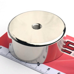 Magnet, diameter 50 mm, M8 indvendigt gevind, højde 20 mm, neodymium