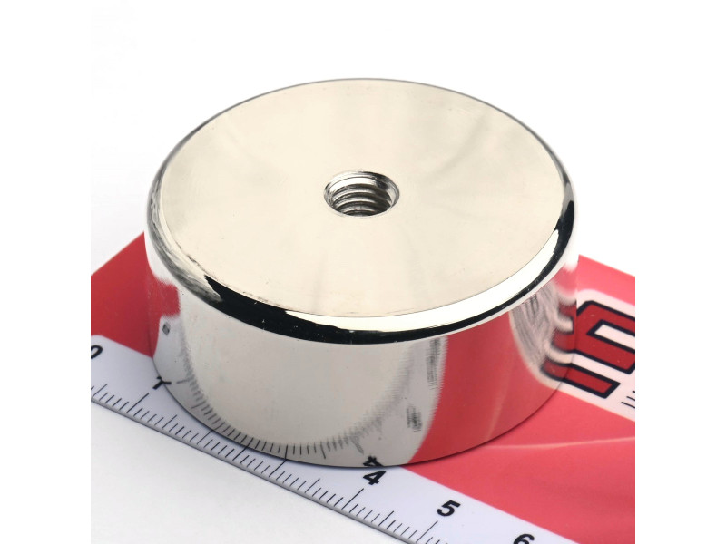 Magnete, diametro 50 mm, filettatura interna M8, altezza 20 mm, neodimio