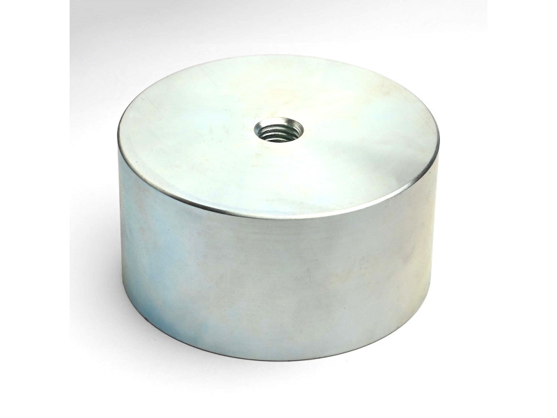 Magnet, diameter 85 mm, M12 innvendig gjenge, høyde 45 mm, neodymium
