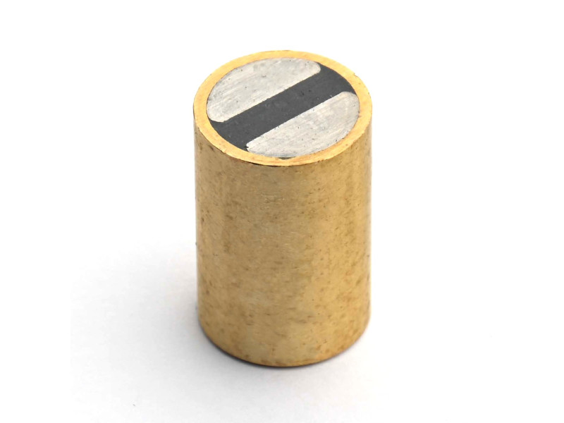 Magnet i messinghus, diameter 13 mm, M4 innvendig gjenge, høyde 20 mm, neodymium