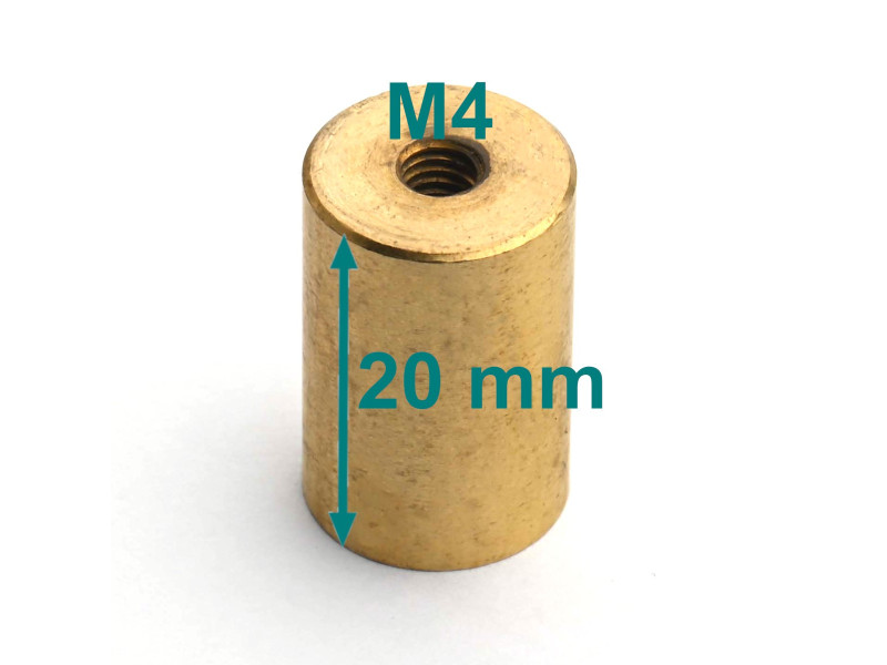 Magnet i messinghus, diameter 13 mm, M4 innvendig gjenge, høyde 20 mm, neodymium