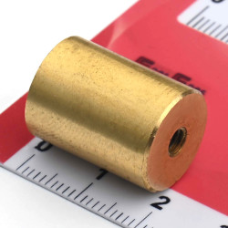 Магніт у латунному корпусі, діаметр 15 мм, внутрішня різьба M4, висота 20 мм, неодим