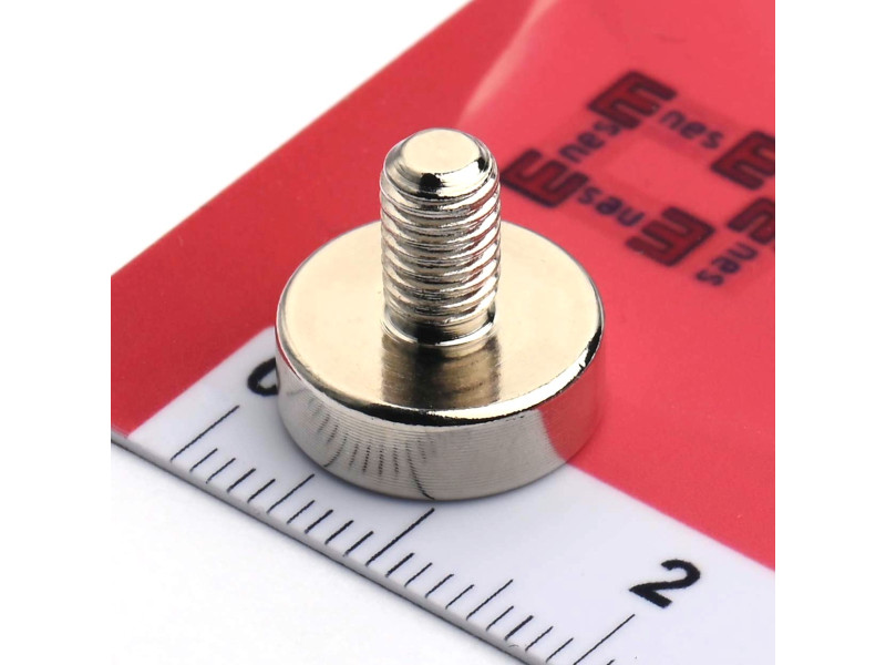 Magnet, diameter 13 mm, M5 utvändig gänga, neodymium