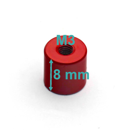 Magnet, diameter 8 mm, M3 internal thread, height 8 mm, AlNiCo