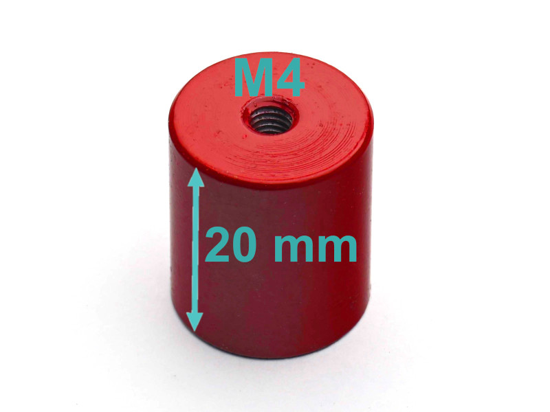 Mágnes, átmérő 17 mm, M4 belső menettel, magasság 20 mm, AlNiCo