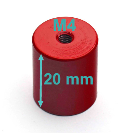 Magnet, diameter 17 mm, M4 invändig gänga, höjd 20 mm, AlNiCo