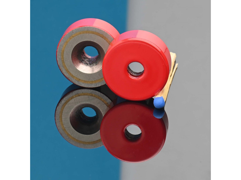 Magnet i hus, diameter 19,1 mm, med hull for forsenket skruehode, AlNiCo