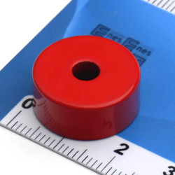 Magnet i hus, diameter 19,1 mm, med hull for forsenket skruehode, AlNiCo