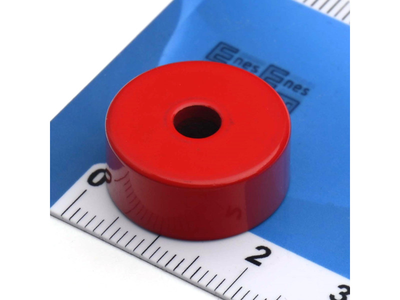 Magnet i hus, diameter 19,1 mm, med hull for forsenket skruehode, AlNiCo