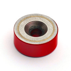 Magnet i hus, diameter 19,1 mm, med hull for forsenket skruehode, AlNiCo