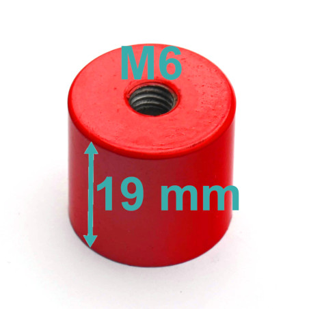 Magnete, diametro 20,6 mm, filettatura interna M6, altezza 19 mm, AlNiCo