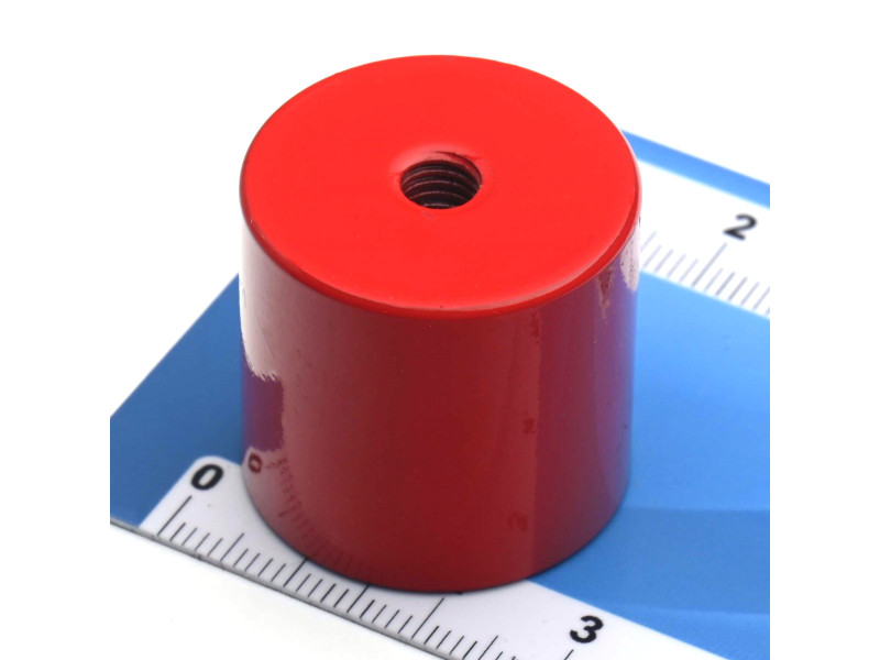 Magnet, diameter 27 mm, M6 innvendig gjenge, høyde 25,4 mm, AlNiCo