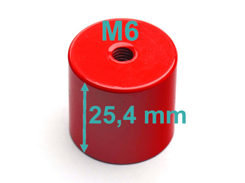 Mágnes, átmérő 27 mm, M6-os belső menet, magasság 25,4 mm, AlNiCo