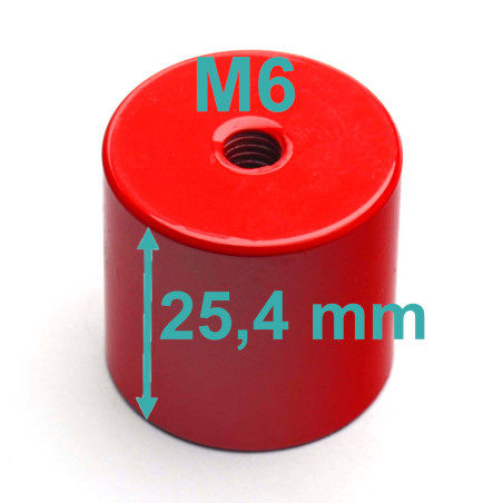 Mıknatıs, çap 27 mm, M6 iç dişli, yükseklik 25,4 mm, AlNiCo