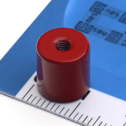 Magnet, diameter 10 mm, M3 innvendig gjenge, høyde 10 mm, AlNiCo