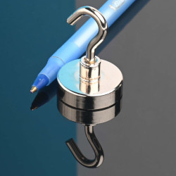 Magnet i hölje med ögonkrok, diameter 25 mm, med skruvhylsa M4 - neodymium