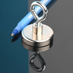 Gözlü kancalı muhafaza içinde mıknatıs, çap 32 mm, vida soketi M5 - neodimyum