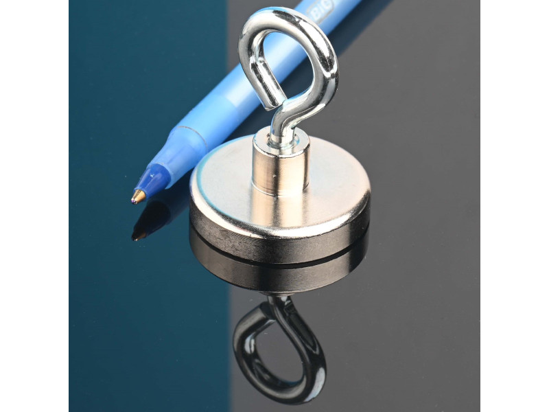 Magnet v ohišju s kavljem, premer 32 mm, z vijačnim nastavkom M5 - neodim