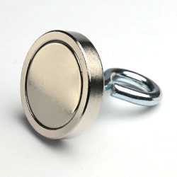 Magnet i hölje med ögla, diameter 32 mm, med skruvhylsa M5 - neodymium