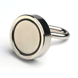Magnet i hölje med ögonkrok, diameter 25 mm, med skruvhylsa M4 - neodymium