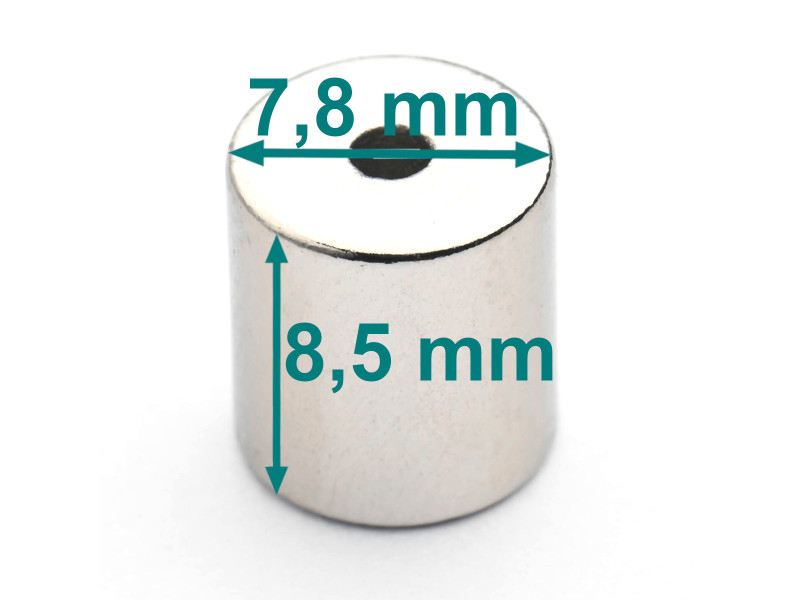 D7,8 X D2 X 8,5 / N48 - Neodymmagnet (NdFeB)