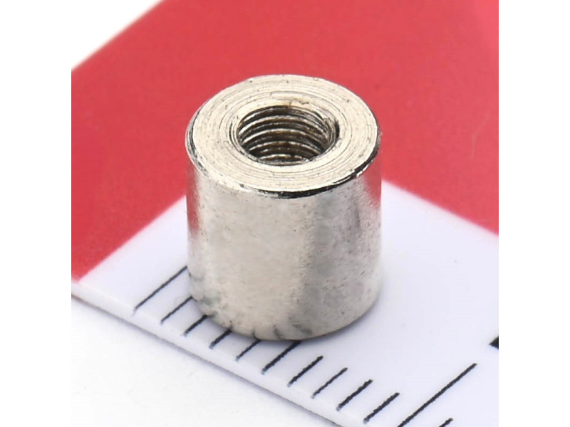 Mıknatıs, çap 6 mm, M3 iç dişli, yükseklik 6 mm, neodimyum