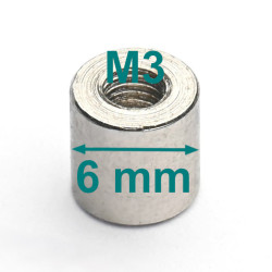 Magnet, läbimõõt 6 mm, M3...
