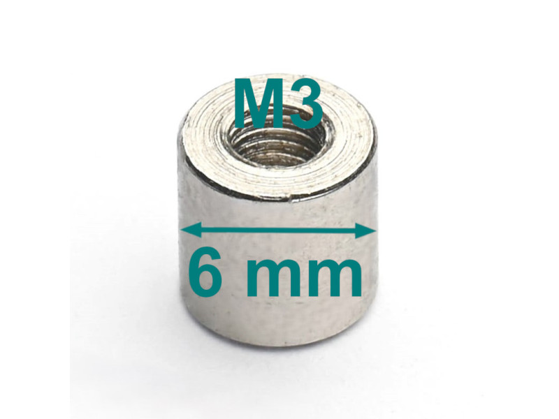Magnet, premer 6 mm, notranji navoj M3, višina 6 mm, neodim