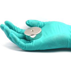 Magnet, diameter 45 mm, M8 innvendig gjenge, høyde 15 mm, neodymium