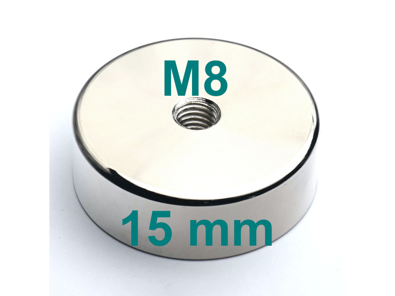 Magnet, premer 45 mm, notranji navoj M8, višina 15 mm, neodim