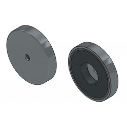 Magnet i hus, diameter 57 mm, med hull for flatskrue, ferritt