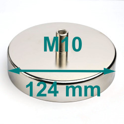 HM 124 x 26 x M10 tommer x 50 / F - ferritpotmagnet