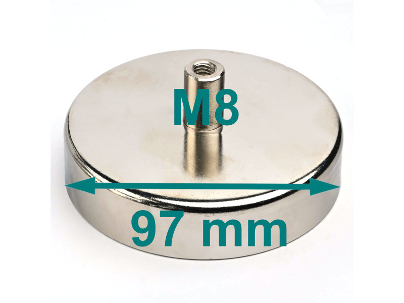Gövde içinde mıknatıs, çap 97 mm, vida soketi M8- ferrit ile