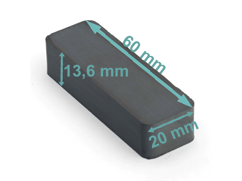 60 x 20 x 13,6 / F35 - ferrittmagnet