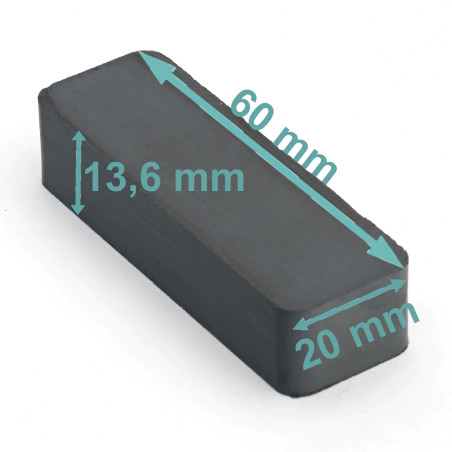 60 x 20 x 13,6 / F35 - magnete in ferrite