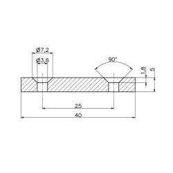 40 X 20 X 5 - D7,2/d3,6 / N38 - Neodymmagnet (NdFeB)