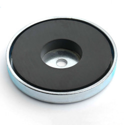 Magnet v ohišju, premer 67 mm, z odprtino za vijak z ravno glavo, feritni