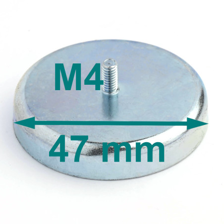 Μαγνήτης, διάμετρος 47 mm, εξωτερικό σπείρωμα M4, φερρίτης