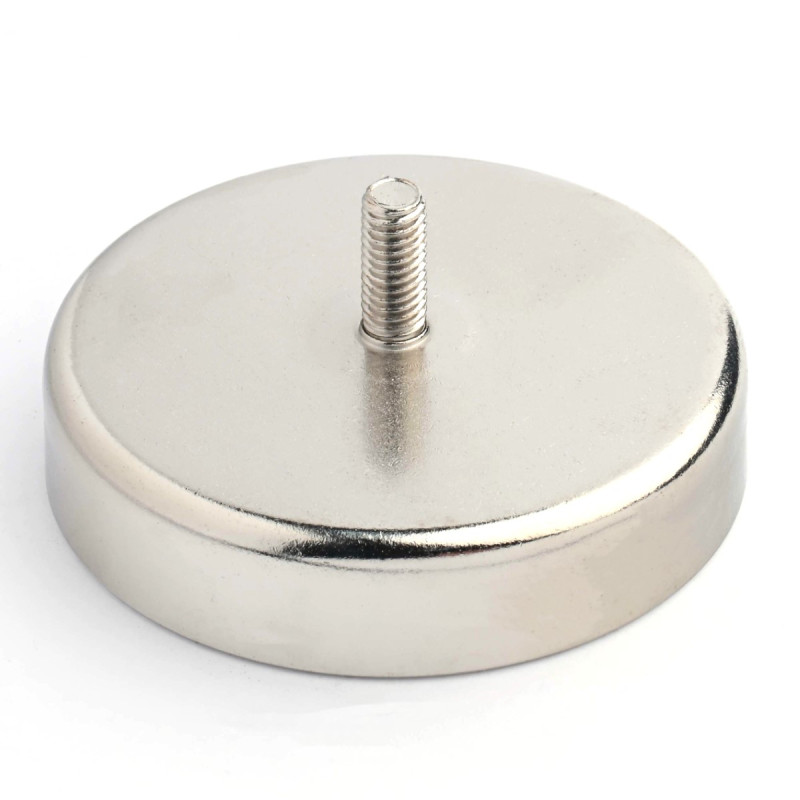 Magnet, diameter 63 mm, M6 utvendig gjenge, ferritt