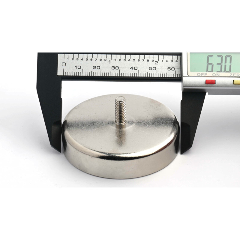 Mıknatıs, çap 63 mm, M6 dış dişli, ferrit