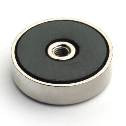 Mıknatıs, çap 25 mm, M4 iç dişli, yükseklik 7 mm, ferrit