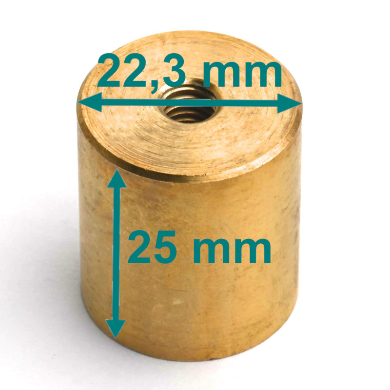 Магнит в месингова обвивка, диаметър 20 mm, вътрешна резба M6, височина 25 mm, неодимов