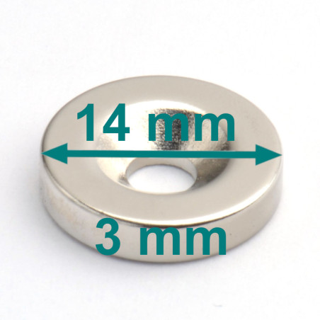 D14 x d8/4 x 3 / N35 - Neodymový magnet (NdFeB)