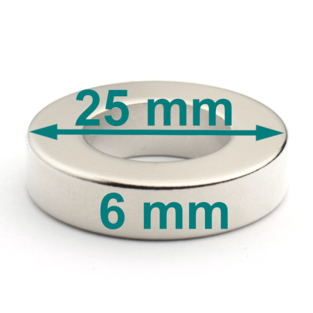 D25 x d14 x 6 / N38 - Neodüüm magnet (NdFeB)