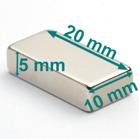 20 x 10 x 5 / N38H - Neodímium mágnes (NdFeB)