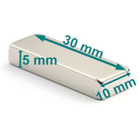 30 x 10 x 5 / N42 - Neodimyum mıknatıs (NdFeB)