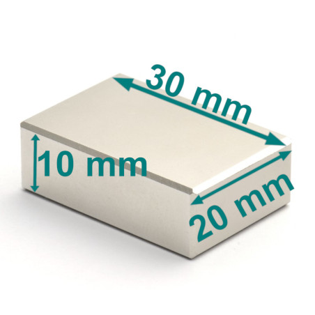 30 x 20 x 10 / N38 - Neodimyum mıknatıs (NdFeB)